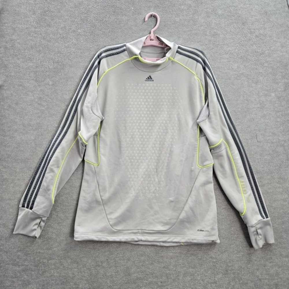 Adidas Men‎ Sweatshirts L Gray Logo Contrast Piping Long Sleeve